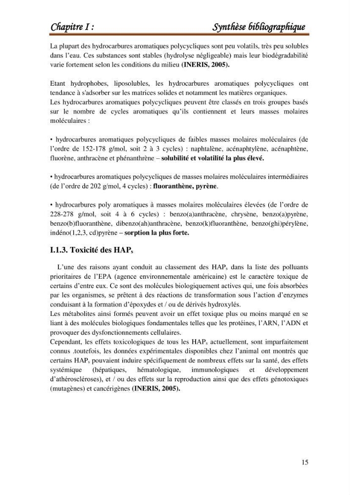 Le calcul de la capacité de piégeage des hydrocarbures aromatiques polycycliques dans la matrice sédimentaire de la baie de Bou-Ismail