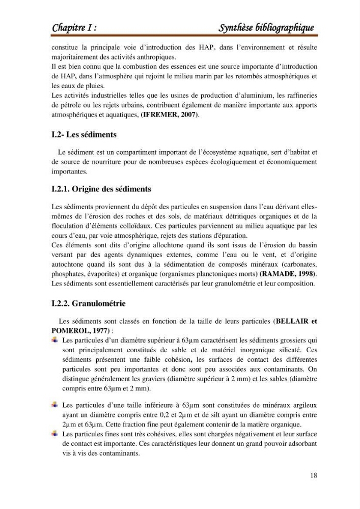 Le calcul de la capacité de piégeage des hydrocarbures aromatiques polycycliques dans la matrice sédimentaire de la baie de Bou-Ismail