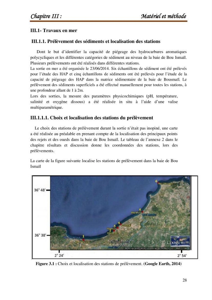 Le calcul de la capacité de piégeage des hydrocarbures aromatiques polycycliques dans la matrice sédimentaire de la baie de Bou-Ismail