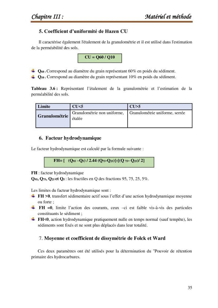 Le calcul de la capacité de piégeage des hydrocarbures aromatiques polycycliques dans la matrice sédimentaire de la baie de Bou-Ismail