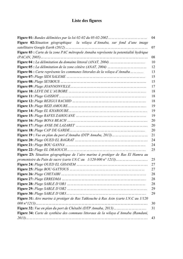 L\'état de la mise en oeuvre de la loi 02-02- du 5 février 2002 de la protection et la valorisation de littoral dans la wilaya d\'Annaba