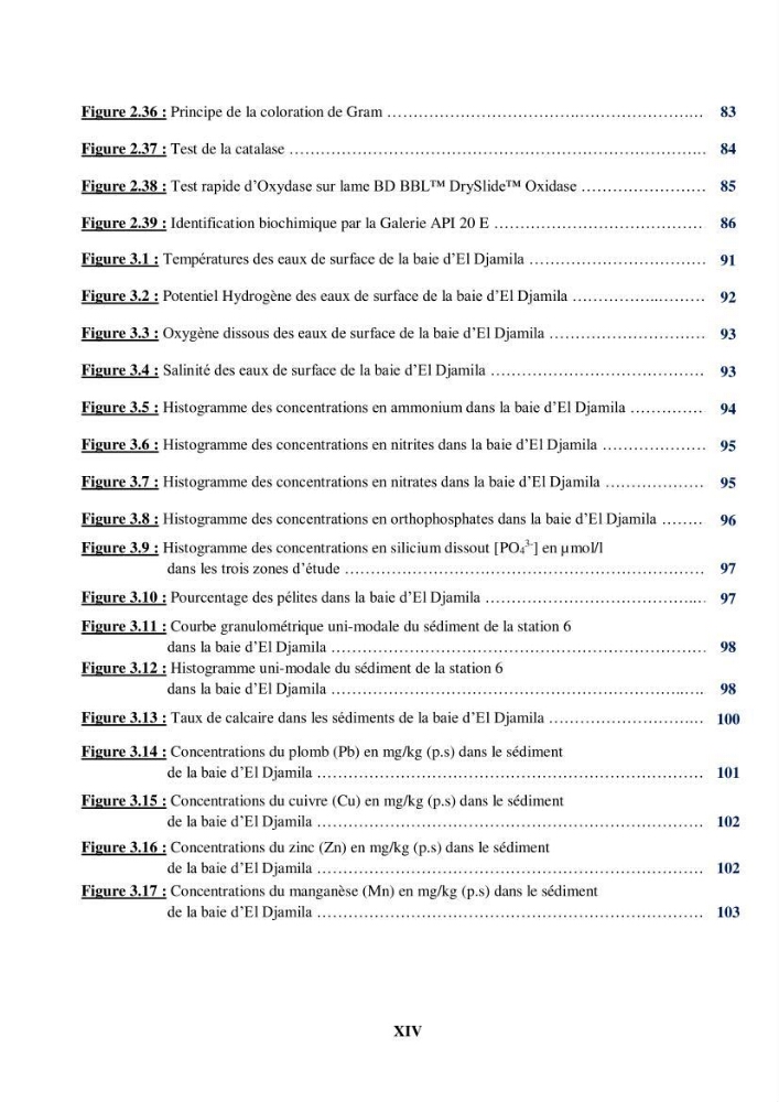 Evaluation de la qualité du mileu marin dans la baie d\'el djamila en vue de la mise en place d\'un réseau de surveillance