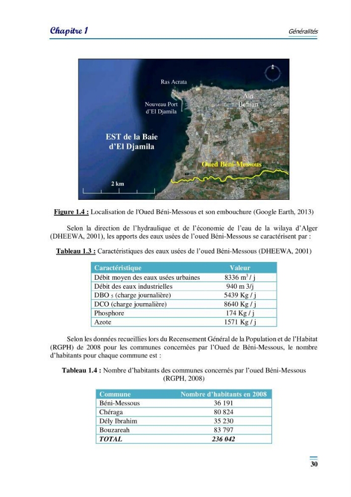 Evaluation de la qualité du mileu marin dans la baie d\'el djamila en vue de la mise en place d\'un réseau de surveillance