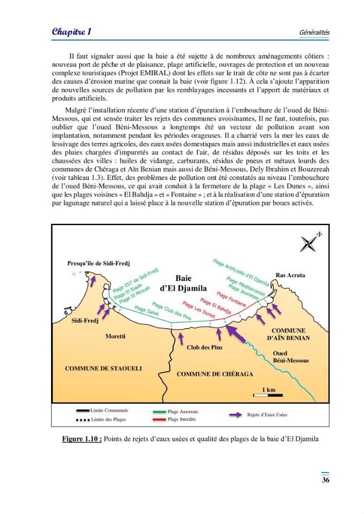 Evaluation de la qualité du mileu marin dans la baie d\'el djamila en vue de la mise en place d\'un réseau de surveillance