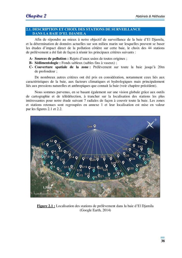 Evaluation de la qualité du mileu marin dans la baie d\'el djamila en vue de la mise en place d\'un réseau de surveillance