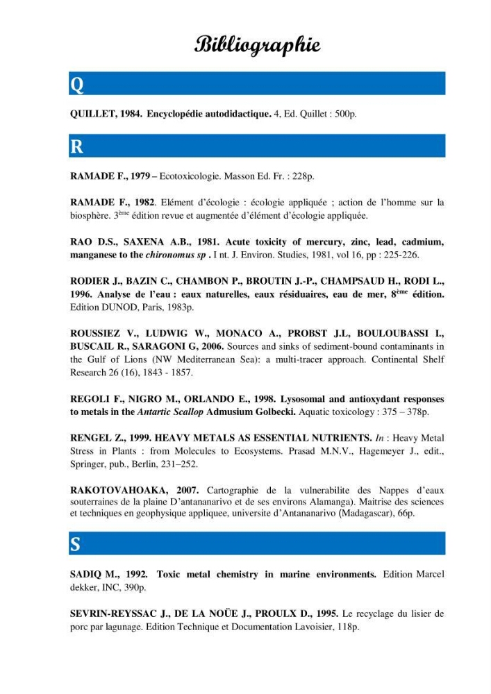 Evaluation de la qualité du mileu marin dans la baie d\'el djamila en vue de la mise en place d\'un réseau de surveillance