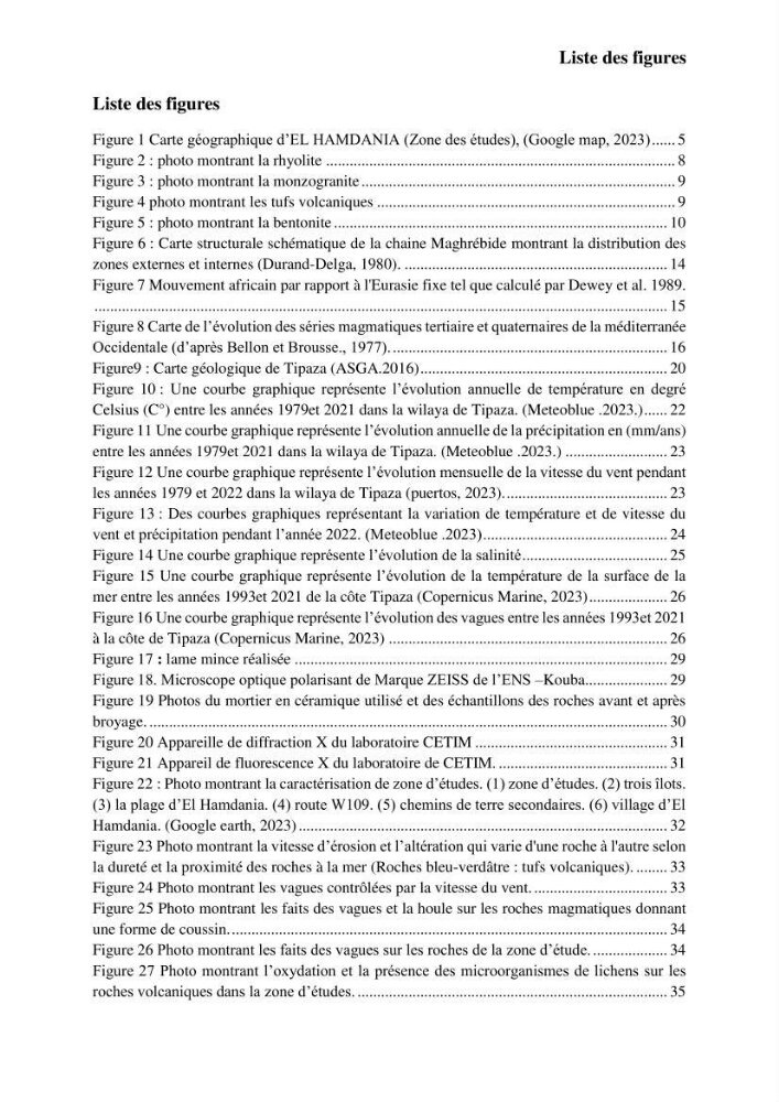 Étude géologique de l\'altération des roches magmatiques au milieu littoral de la plage d\'El Hamdania ( wilaya de Tipaza )