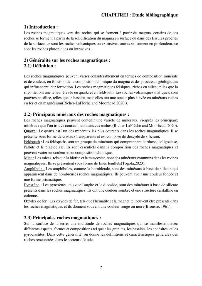 Étude géologique de l\'altération des roches magmatiques au milieu littoral de la plage d\'El Hamdania ( wilaya de Tipaza )