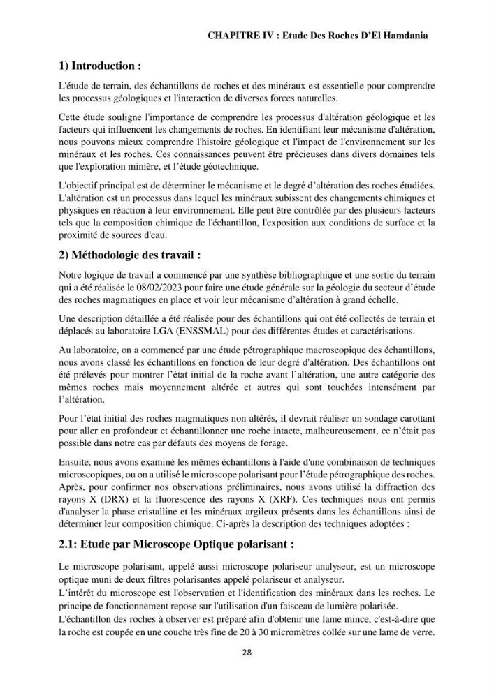Étude géologique de l\'altération des roches magmatiques au milieu littoral de la plage d\'El Hamdania ( wilaya de Tipaza )