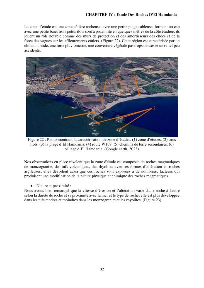 Étude géologique de l\'altération des roches magmatiques au milieu littoral de la plage d\'El Hamdania ( wilaya de Tipaza )