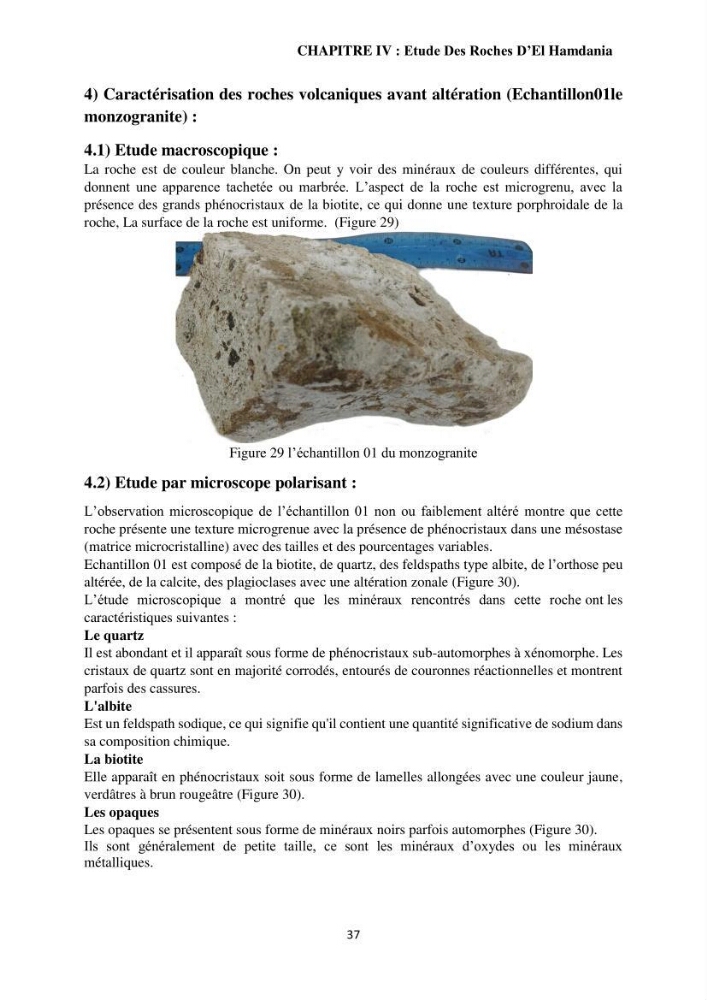 Étude géologique de l\'altération des roches magmatiques au milieu littoral de la plage d\'El Hamdania ( wilaya de Tipaza )