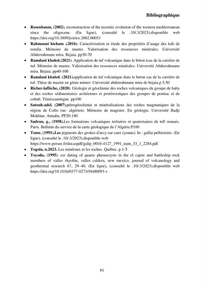 Étude géologique de l\'altération des roches magmatiques au milieu littoral de la plage d\'El Hamdania ( wilaya de Tipaza )