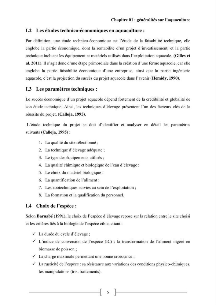 Etude Technico-économique et écologique de contribution des projets aqucoles au dévloppment durable en Algérie :