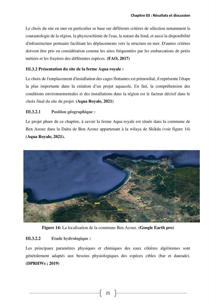 Etude Technico-économique et écologique de contribution des projets aqucoles au dévloppment durable en Algérie :
