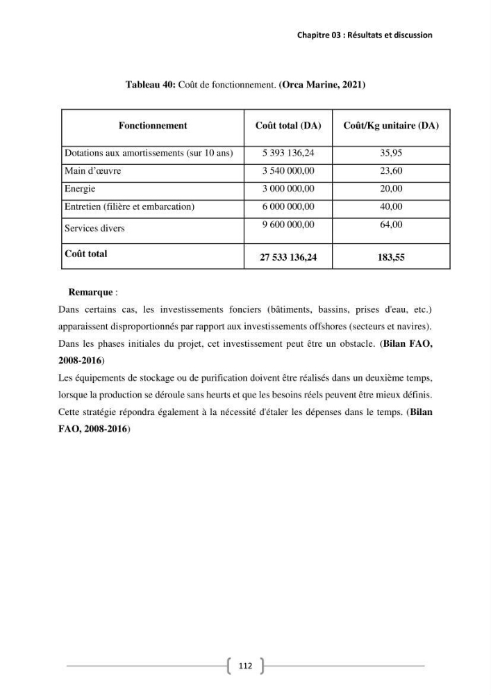 Etude Technico-économique et écologique de contribution des projets aqucoles au dévloppment durable en Algérie :