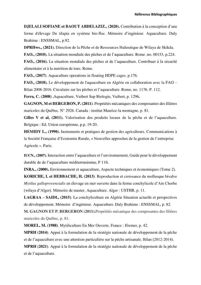 Etude Technico-économique et écologique de contribution des projets aqucoles au dévloppment durable en Algérie :