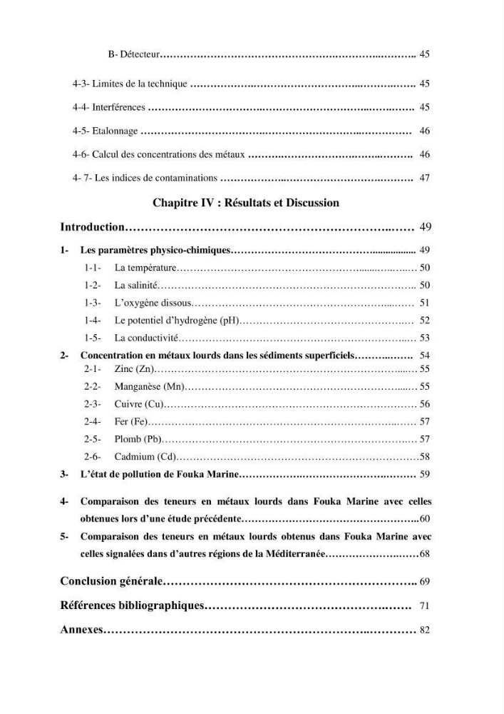 Suivi de la qualité des sédiments superficiels de Fouka marine par les métaux lourds: