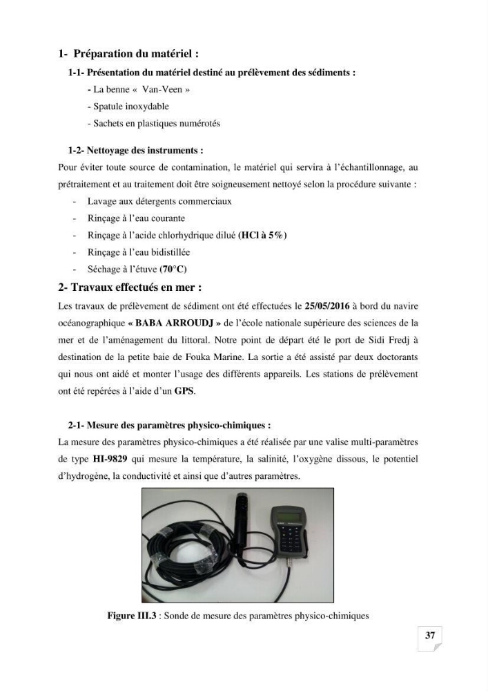 Suivi de la qualité des sédiments superficiels de Fouka marine par les métaux lourds: