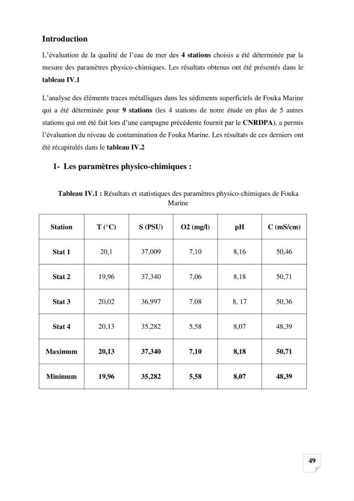 Suivi de la qualité des sédiments superficiels de Fouka marine par les métaux lourds: