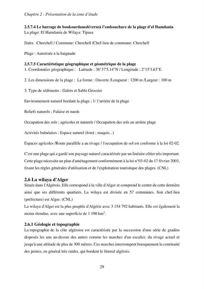 Impacts des barrages sur la dynamique sédimentaire du littoral centre Algérien