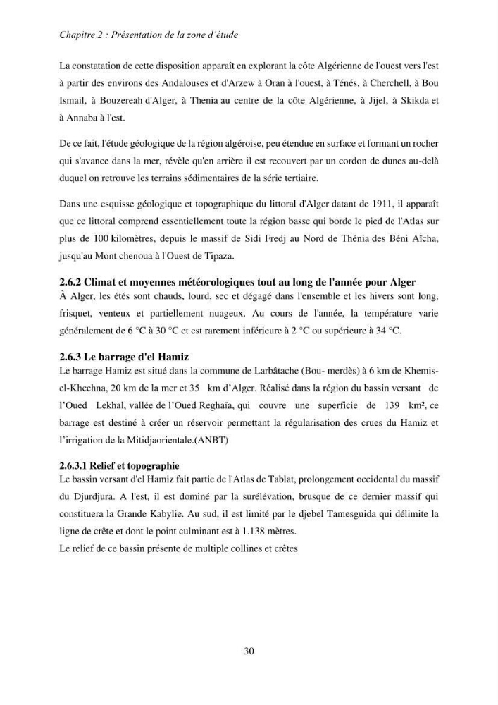 Impacts des barrages sur la dynamique sédimentaire du littoral centre Algérien