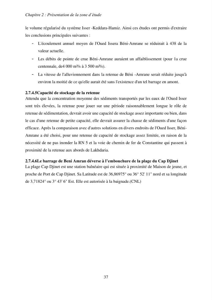 Impacts des barrages sur la dynamique sédimentaire du littoral centre Algérien