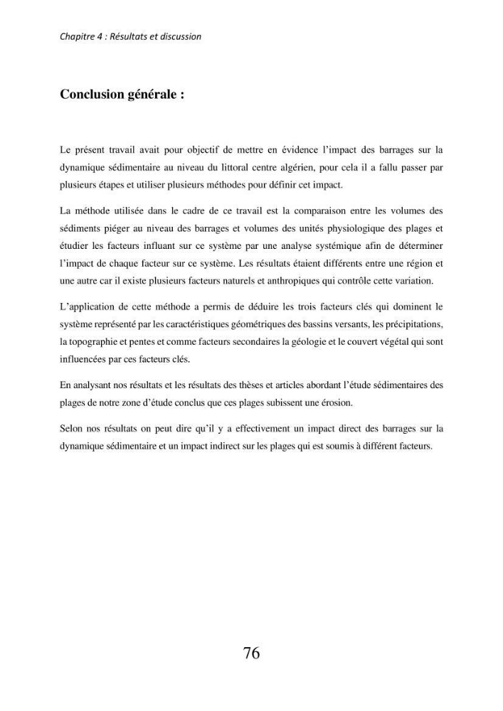 Impacts des barrages sur la dynamique sédimentaire du littoral centre Algérien