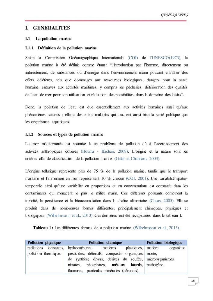 Evaluation des teneurs en métaux lourds dans l\'environnement marin du littoral Algérois chez Patella sp et les moules