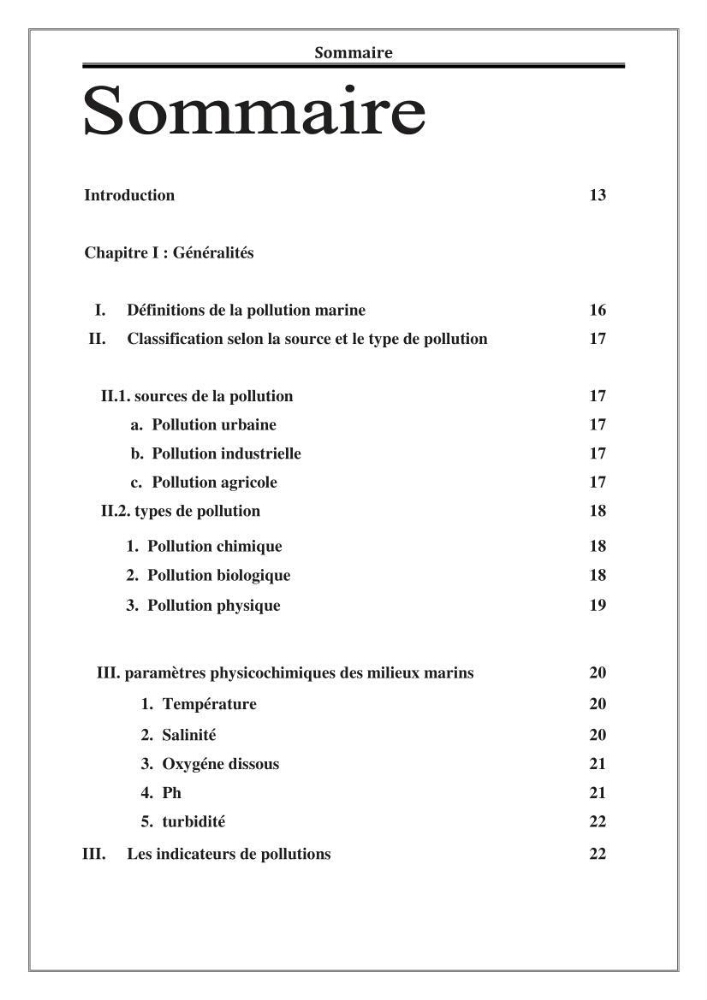 Evaluation de la qualité des eaux marine de la plage ouest Sidi Fredj.