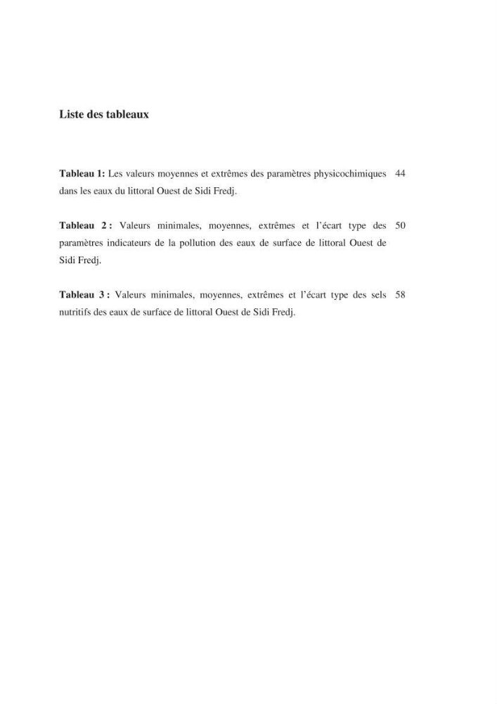 Evaluation de la qualité des eaux marine de la plage ouest Sidi Fredj.