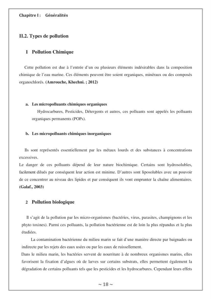 Evaluation de la qualité des eaux marine de la plage ouest Sidi Fredj.