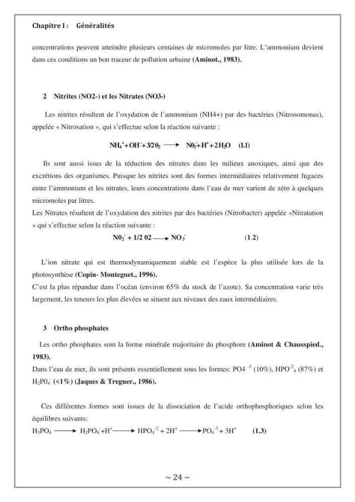 Evaluation de la qualité des eaux marine de la plage ouest Sidi Fredj.