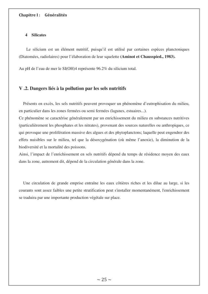 Evaluation de la qualité des eaux marine de la plage ouest Sidi Fredj.