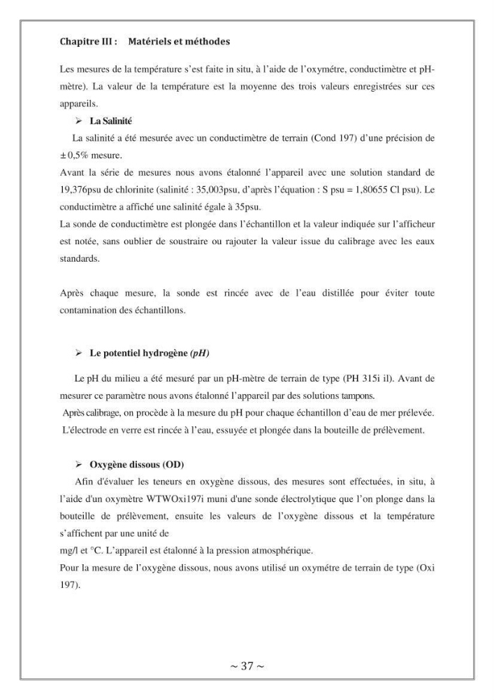 Evaluation de la qualité des eaux marine de la plage ouest Sidi Fredj.