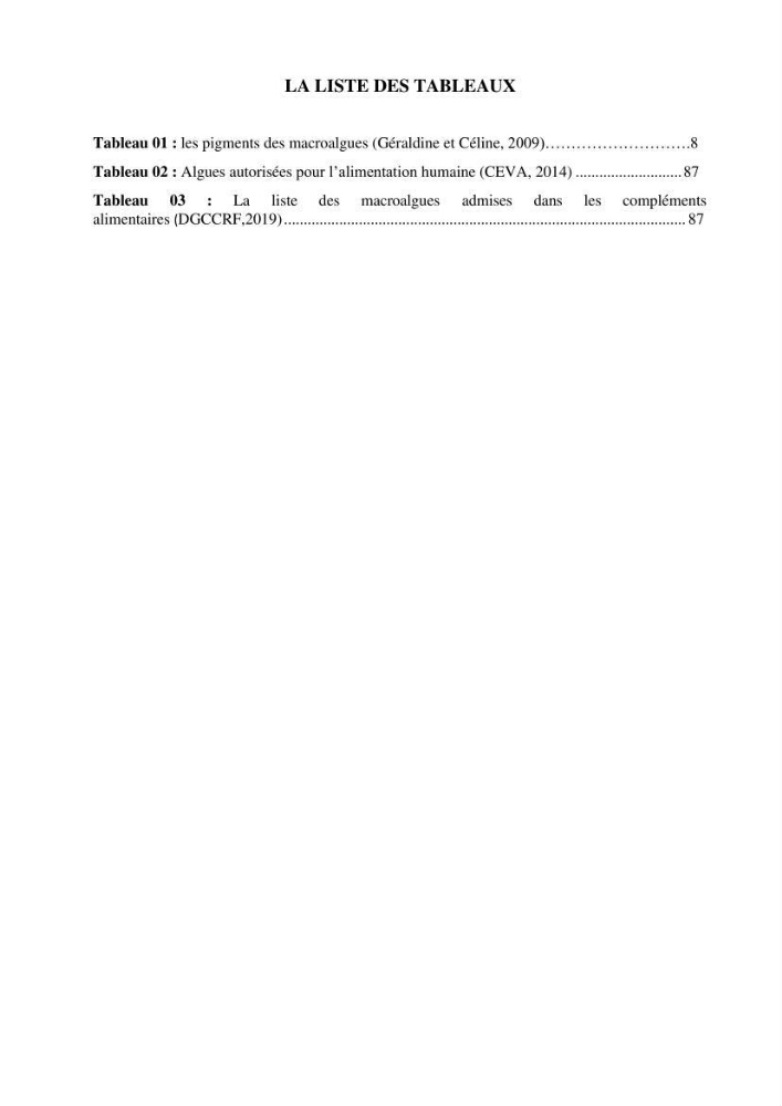 Recherche de quelques espèces algales de la co^te algérienne aux possibilités biotechnologiques