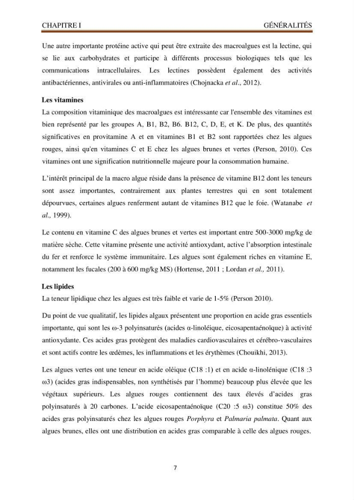 Recherche de quelques espèces algales de la co^te algérienne aux possibilités biotechnologiques