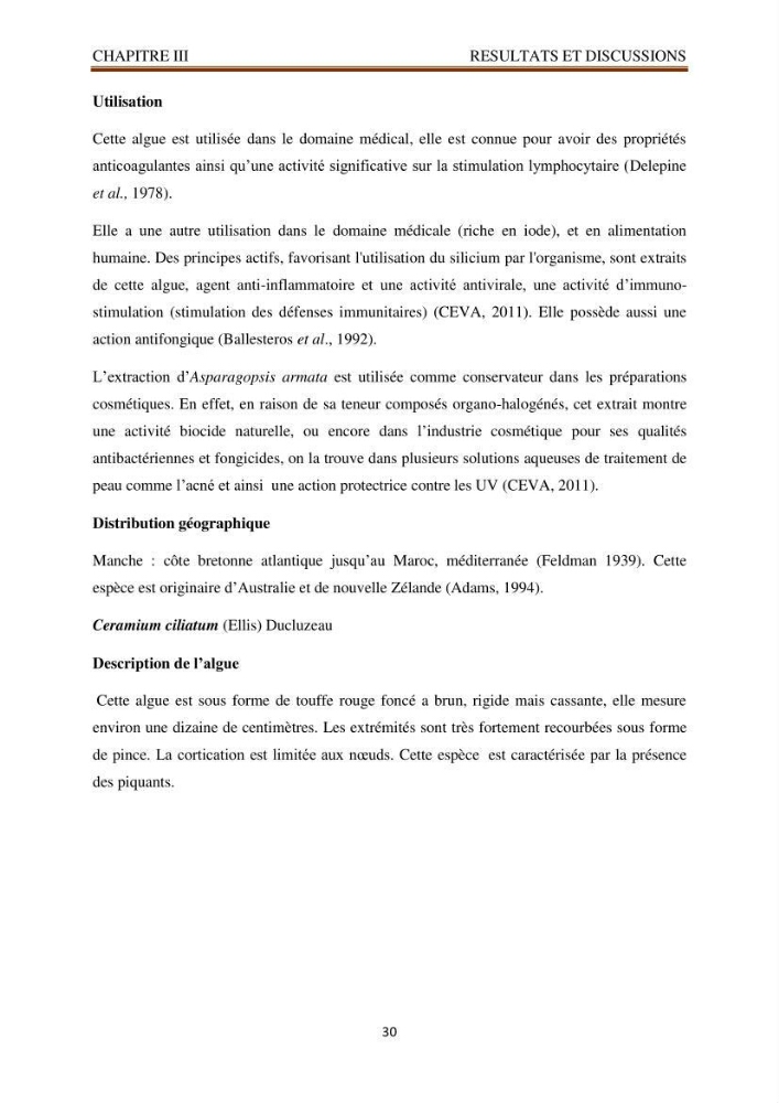 Recherche de quelques espèces algales de la co^te algérienne aux possibilités biotechnologiques
