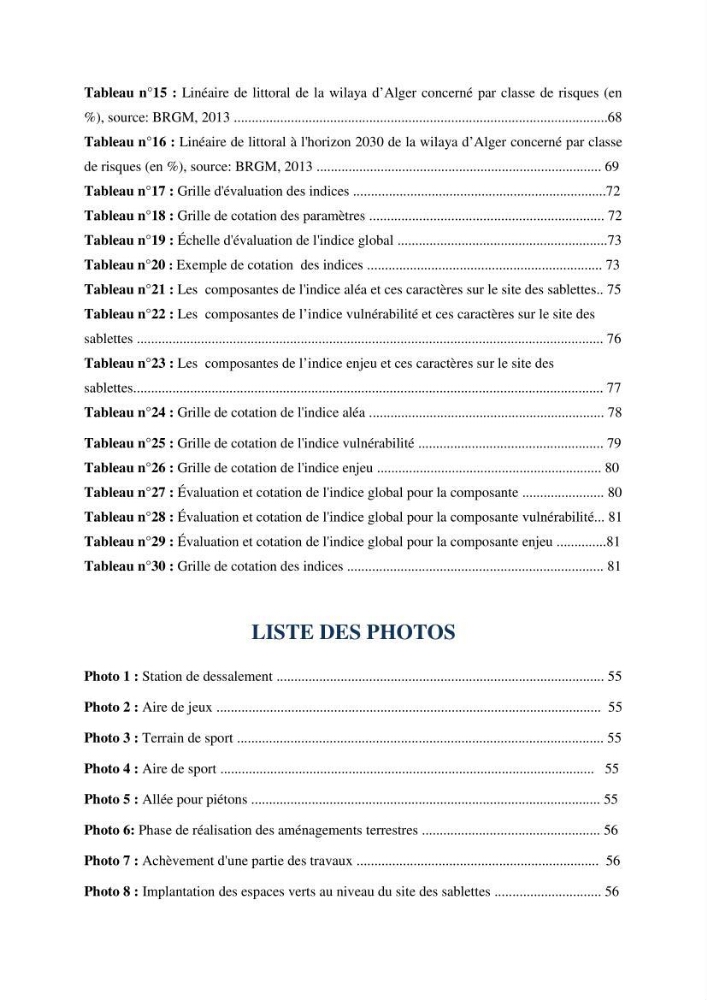 Gestion et perception du risque par la submersion dans le projet d\'aménagement des \'\' Sablettes\'\' en baie d\'Alger:
