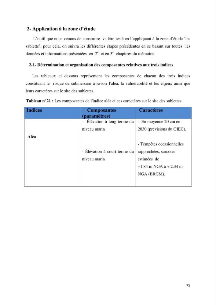 Gestion et perception du risque par la submersion dans le projet d\'aménagement des \'\' Sablettes\'\' en baie d\'Alger: