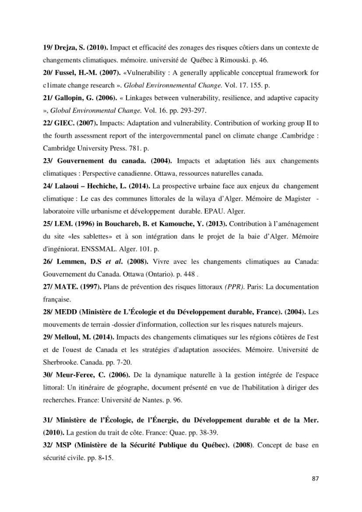 Gestion et perception du risque par la submersion dans le projet d\'aménagement des \'\' Sablettes\'\' en baie d\'Alger: