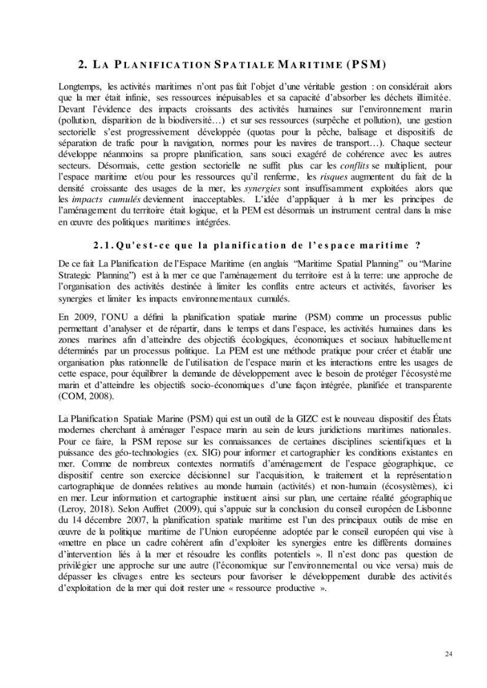 Analyse du cadre de l\'économie bleue et de la planification de l\'espace maritime en Algérie: cas de la zone marine et côtière de la wilaya d\'Alger