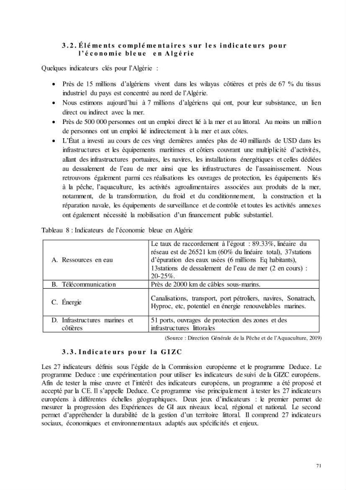 Analyse du cadre de l\'économie bleue et de la planification de l\'espace maritime en Algérie: cas de la zone marine et côtière de la wilaya d\'Alger