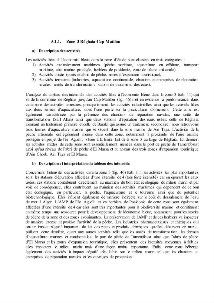 Analyse du cadre de l\'économie bleue et de la planification de l\'espace maritime en Algérie: cas de la zone marine et côtière de la wilaya d\'Alger