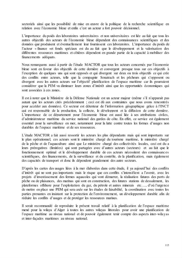 Analyse du cadre de l\'économie bleue et de la planification de l\'espace maritime en Algérie: cas de la zone marine et côtière de la wilaya d\'Alger