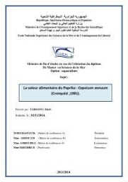 La valeur alimentaire du Paprika: Capssicum annuum (Cronquist, 1981)