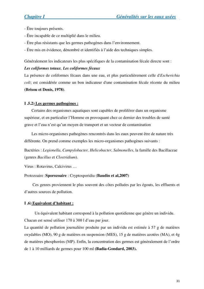 Suivi de la qualité physico-chimique et bacteriologique des eaux usées épurées de la station d\'épuration et leur effet sur l\'environnement marin