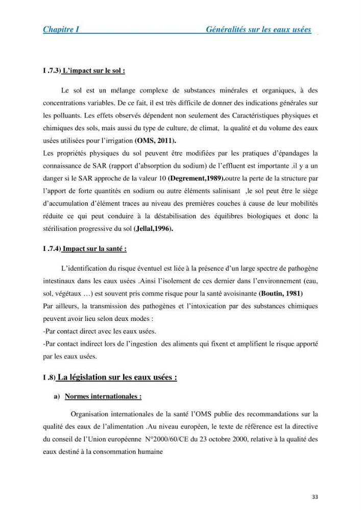 Suivi de la qualité physico-chimique et bacteriologique des eaux usées épurées de la station d\'épuration et leur effet sur l\'environnement marin