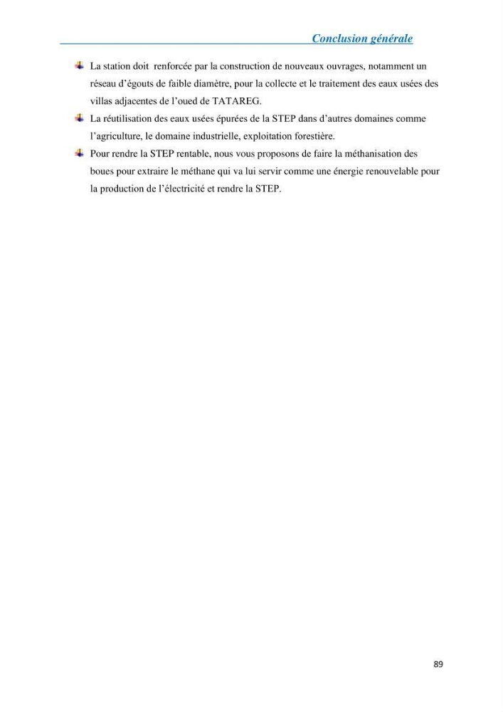 Suivi de la qualité physico-chimique et bacteriologique des eaux usées épurées de la station d\'épuration et leur effet sur l\'environnement marin