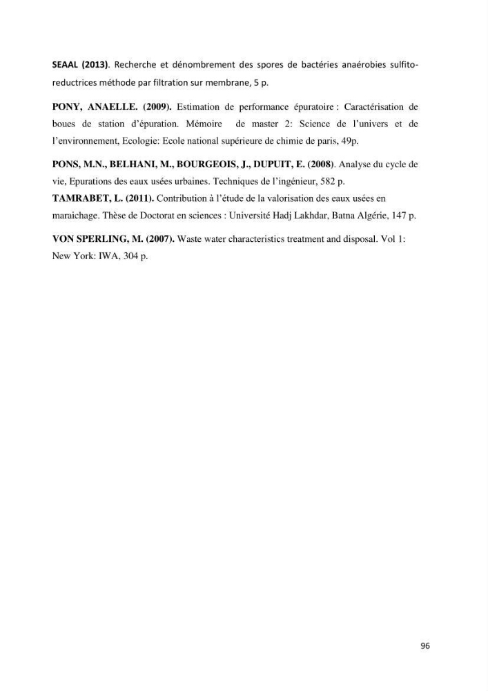 Suivi de la qualité physico-chimique et bacteriologique des eaux usées épurées de la station d\'épuration et leur effet sur l\'environnement marin