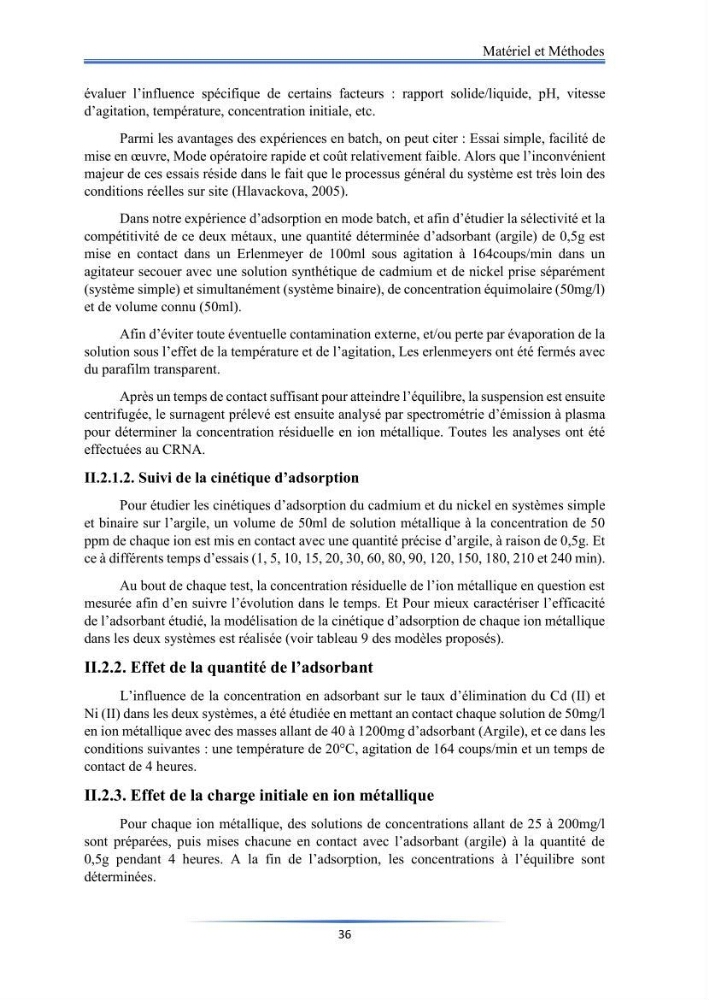 Modélisation de l\'adsorption de métaux lourds sur une argile brute algérienne
